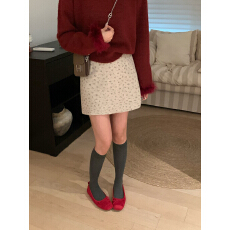 批发复古高腰碎花毛呢半身裙女秋冬2025显瘦<b class='q'>百搭</b>a字防走光包臀短裙子