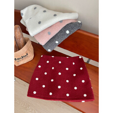 批发圣诞新年羊羔毛绒圈圈毛呢料短裙女秋<b class='q'>冬</b>波点百搭包臀A字半身裙子