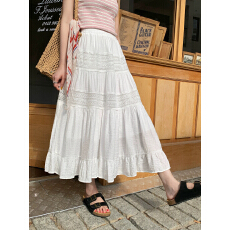 批发韩系优雅甜美气质松紧腰纯色蛋糕A字裙休闲<b class='q'>百搭</b>修身显瘦半身裙春