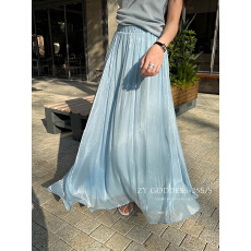 批发法式氛围感流珠光网纱缎面百褶半身裙女夏高级<b class='q'>复古</b>度假风a字裙子