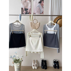 批发miu韩系蕾丝花边拼接小波点西装短<b class='q'>裙</b>女春夏洋气甜美包臀A<b class='q'>字</b><b class='q'>半身裙</b>