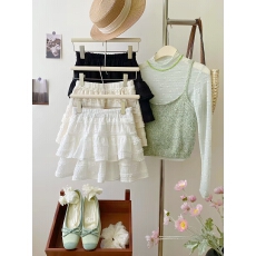 批发miu系纯欲<b class='q'>蕾丝</b>白色层次蛋糕<b class='q'>短裙</b>女春夏高腰防走光显瘦蓬蓬半身裙