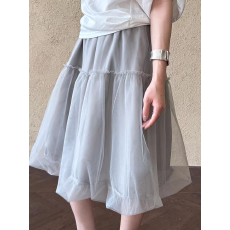 批发法式网纱蓬蓬半身裙女春夏季2026新款A字遮胯显瘦百搭花苞中裙