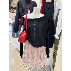 批发韩系双层网纱波点不规则松紧腰半身裙女春夏新款韩版公主裙