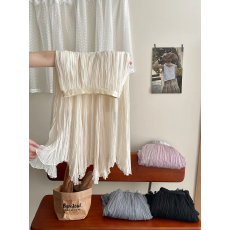 批发法式不规则氛围感百褶半身裙女夏复古流珠光网纱<b class='q'>缎面</b>度假风a字裙