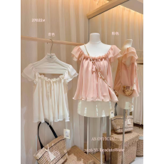 批发2026十三行小飞袖立体花边衬衫女夏韩系百搭宽松上衣