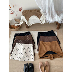 批发法式复古鹿皮绒假两件短裤裙女秋冬波点洋气防走光包臀a字半身裙
