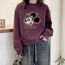 批发2025春秋新款韩版洋气百搭减龄时髦小个子显瘦卡通印花卫衣ins潮