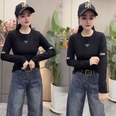 批发显瘦遮肉圆领长袖T恤女2026年春秋新款时尚百搭高级感时髦<b class='q'>打底衫</b>