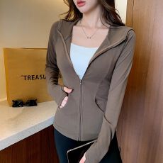 批发韩版洋气收腰连帽<b class='q'>开衫</b>上衣女2026年春秋新款正肩收腰小个子长袖女