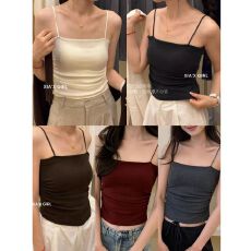 批发细肩带保暖小吊带背心女内衣2025新款秋冬内搭褶皱收腰带胸垫打底