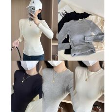 批发冬季羊绒蛋白圆领大弹力<b class='q'>Ｔ</b><b class='q'>恤</b>固定杯单衣保暖舒适自带胸垫发热上衣