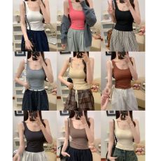 批发纯欲秋冬新款方领磨绒保暖简约<b class='q'>T</b><b class='q'>恤</b>吊带背心女带胸垫内搭外穿上衣