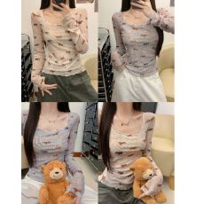 批发甜辣妹趣味小狗印花长袖<b class='q'>T</b><b class='q'>恤</b>女秋季设计感修身打底衫别致内搭上衣