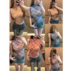 批发纯欲风格纹<b class='q'>网纱</b>半高领无袖背心两件套装秋季新款辣妹修身显瘦上衣