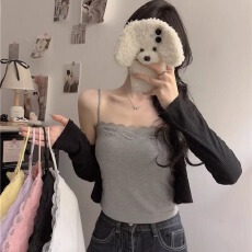 批发纯欲风蕾丝花边吊带背心女内搭带胸垫外穿性感美背打底无袖上衣