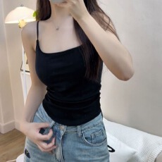 批发辣妹掐腰吊带女秋季外穿自带胸垫背心显瘦打底无袖上衣遮副乳美背