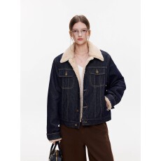 批发高级感<b class='q'>牛仔</b>羊羔毛外套女冬季新款加绒加厚宽松显瘦夹克上衣服