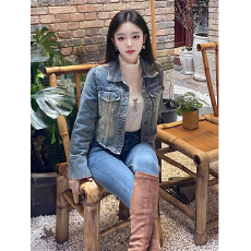 批发牛仔外套女春<b class='q'>秋</b>季洋气时尚港风复古百搭外穿长袖短款夹克chic上衣