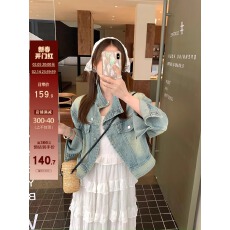 批发乌77港风短款牛仔外套女复古水洗宽松百搭小个子翻领夹克上衣春<b class='q'>秋</b>