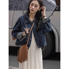 批发ins港风丹宁牛仔蓝 短外套2025春<b class='q'>秋</b>新款小个子休闲韩版宽松上衣女