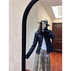 批发美式复古水洗牛仔外套女春<b class='q'>秋</b>2025新款百搭休闲宽松夹克短款牛仔衣