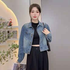 批发女短款正常袖常规<b class='q'>休闲</b>风短外套蓝色时尚春款<b class='q'>女装</b>上衣