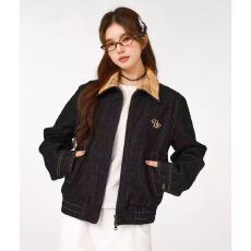 批发BZXO复古拼接牛仔外套女春季新款设计感小众工装休闲<b class='q'>短款</b>夹克