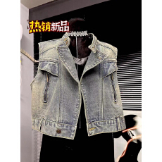 批发夏季新款<b class='q'>外套</b><b class='q'>马甲</b>牛仔网红短款时尚潮流重工春夏显瘦修身个性无袖