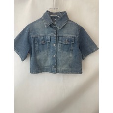 批发牛仔短袖上衣外套夏季宽松<b class='q'>百搭</b>2026时髦复古休闲新款衬衫短款实拍