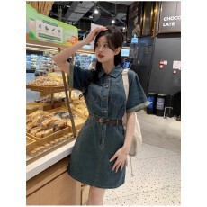 批发夏季<b class='q'>连衣裙</b>韩系收腰<b class='q'>牛仔</b><b class='q'>连衣裙</b>复古出游包臀减龄