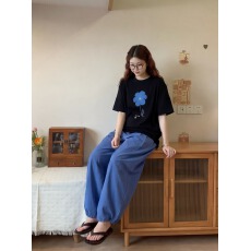 批发运动服套<b class='q'>装</b>女夏季显瘦宽松黑色短袖<b class='q'>t</b><b class='q'>恤</b>时尚阔腿<b class='q'>裤</b><b class='q'>两件套</b>