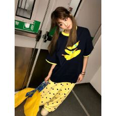 批发美式高街休闲<b class='q'>运动</b>套装夏季设计感撞色拼接短袖阔腿裤<b class='q'>两件</b>套