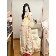 批发美式复古休闲<b class='q'>运动</b>套装夏季多巴胺修身正肩短袖阔腿裤<b class='q'>两件</b>套