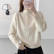 批发半高领长毛<b class='q'>欧根纱</b>套头针织衫[1881]