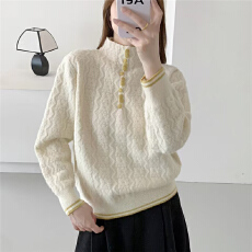 批发半高领长毛<b class='q'>欧根纱</b>套头针织衫[1881]