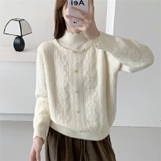 批发半高领长毛<b class='q'>欧根纱</b>套头针织衫[1881]