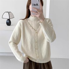 批发半高领长毛<b class='q'>欧根纱</b>套头针织衫[1881]