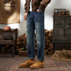 批发弹力牛仔裤男中高腰新款乞丐韩版潮流休闲百搭<b class='q'>破洞</b>修身<b class='q'>小脚裤</b>