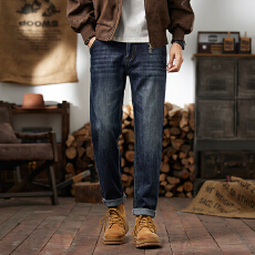批发2025新款牛仔裤<b class='q'>男</b>修身小脚裤子韩版潮流百搭深蓝<b class='q'>男</b>裤中高腰弹力