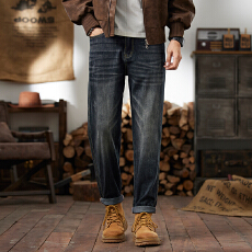 批发牛仔裤男修身小脚裤子韩版潮流百搭深蓝复古色男裤中高腰<b class='q'>弹力</b>