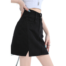 批发爆款夏季两扣腰开叉牛仔短裙（有内衬）
