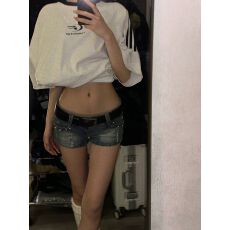 批发辣妹低腰牛仔超短裤女夏季美式高街复古设计感小个子包臀A字<b class='q'>热裤</b>