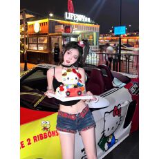 批发y2k千禧欧美式辣妹格子拼接卷边低腰牛仔超短裤夏季新款包臀<b class='q'>热裤</b>