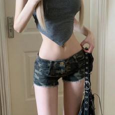 批发复古辣妹y2k性感迷彩牛仔超短裤女夏季新款显瘦低腰包臀<b class='q'>热裤</b>子潮