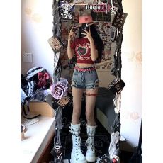 批发欧美镂空毛边牛仔短裤女夏季新款性感辣妹高腰显瘦紧身包臀<b class='q'>热裤</b>子