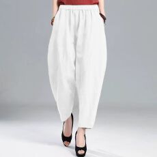 批发<b class='q'>妈妈装</b>松紧腰休闲裤女夏季薄款宽松九分哈伦裤2025新款<b class='q'>大码</b>阔腿裤