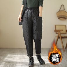 批发<b class='q'>外贸出口</b>意大利尾单轻薄羽绒棉裤女防风保暖休闲拼接时尚百搭靴裤