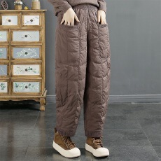 批发<b class='q'>外贸出口</b>意大利尾单轻薄羽绒棉裤女防风保暖休闲拼接时尚百搭靴裤