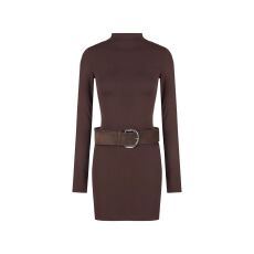 批发红色半高领<b class='q'>长袖</b>连衣裙女秋冬内搭<b class='q'>打底裙</b>弹力修身收腰裙子包臀短裙